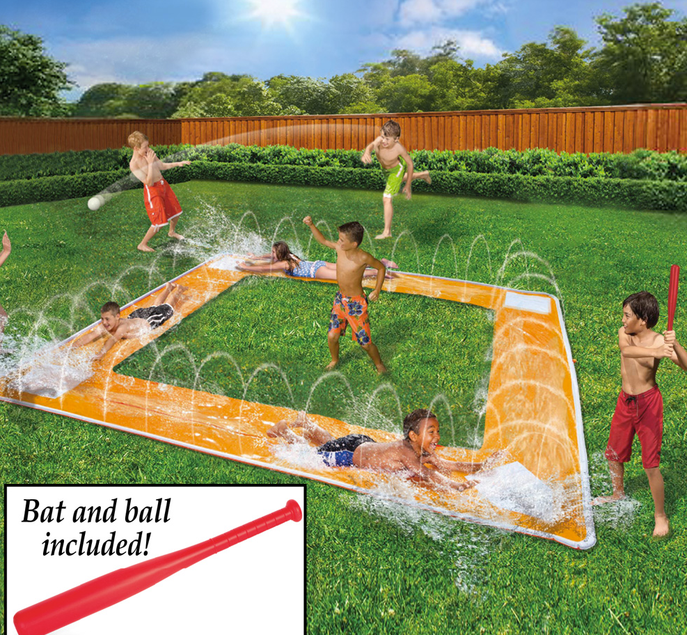 Water Slide Baseball Game Fountain Bat Toy Outdoor Kids Sprinkler Spray